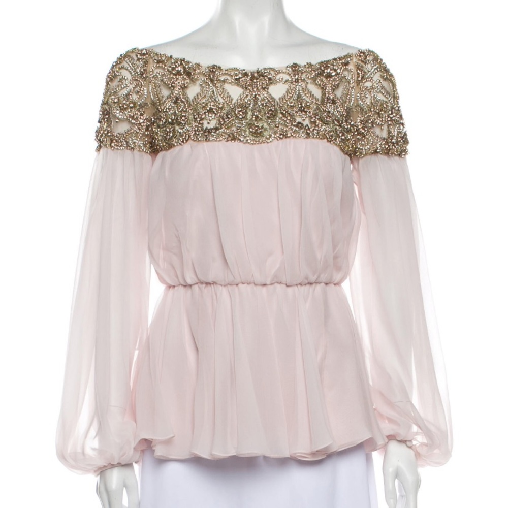 Marchesa Silk off-the-shoulder blouse